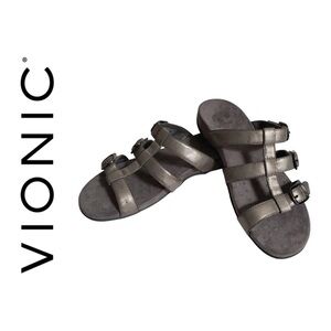 Vionic Misa 3 Strap Metallic Sandals